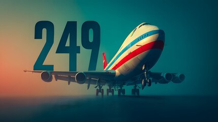 Obraz premium High-speed aircraft launch featuring red, white, and blue livery, symbolizing America's 249 years of independence, set on a futuristic tarmac, ideal for use in celebratory digital content.