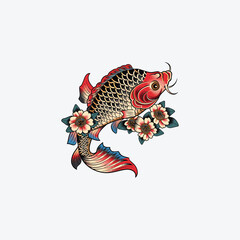 Fish koi logo illustration