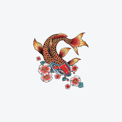 Fish koi logo illustration