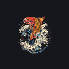 Fish koi logo illustration