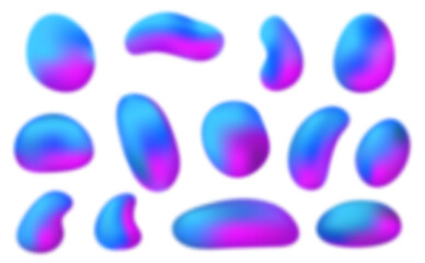 Blur colorful gradient organic blob shapes on white background