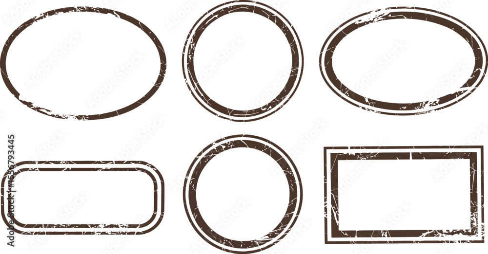 Poster vector grunge frame set circle rectangle oval shape vintage border distressed stamp effect design el