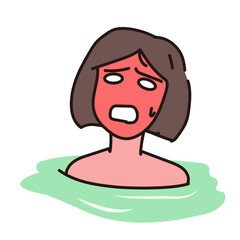 風呂でのぼせる女性