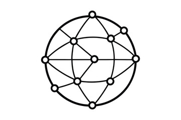 Globalization line art vector illustration with network expansion icon