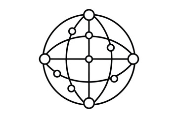 Globalization line art vector illustration with network expansion icon