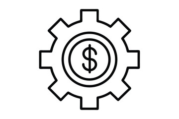 Business gear icon vector illustration line art