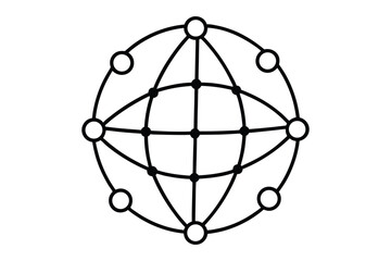 Globalization line art vector illustration with network expansion icon
