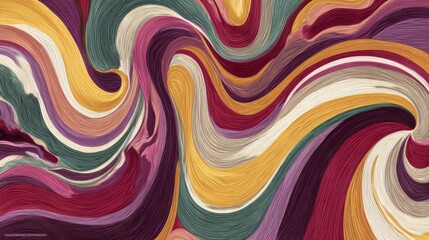 An abstract wave pattern inspired by heart rhythms, using fluid shapes and vibrant colors to illustrate the rhythm and motion of life