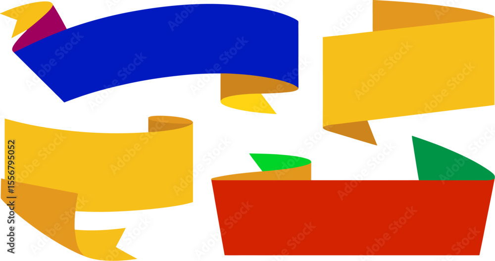 Poster download yellow ribbon banner vector set graphic design elements for web and print use today free im