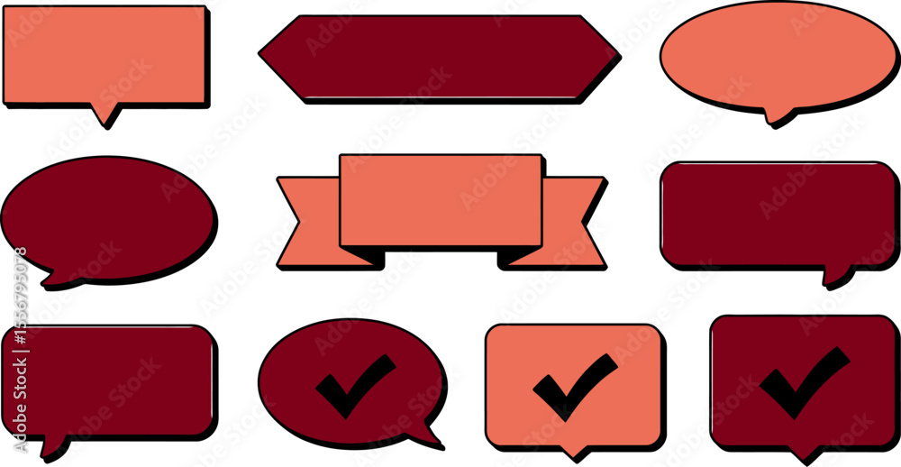 Fototapete vector speech bubbles and banners set for message and communication graphic design element collectio
