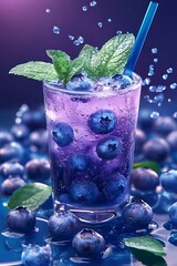 Blueberry Mint Summer Drink Splash.