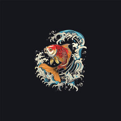 Fish koi logo illustration