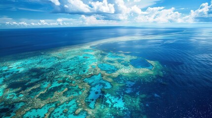 Scenic view of Great Barrier Reef from above stock photo --ar 16:9 --raw --v 6 Job ID: fbeb7f31-f376-4275-90a4-694d46f9e34a