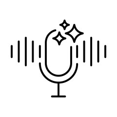 Black outline style of AI Generated Audio Icon. Sound Creation, Speech Synthesis, AI Audio Technology, Audio Editing, Voice Generation, Machine Learning, Audio Automation.Outline icon. 