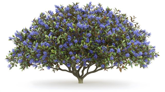 Flowering Ceanothus Tree 3D Render Blue Flowers