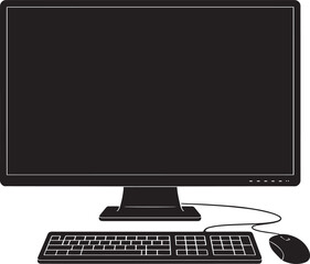 Black Silhouette Desktop Computer Keyboard Mouse Simple Technology Icon monitor