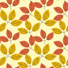 vector colorful leaves pattern design, seamless pattern of leaves