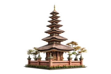 Traditional Asian Temple Structure Surrounded by Lush Greenery