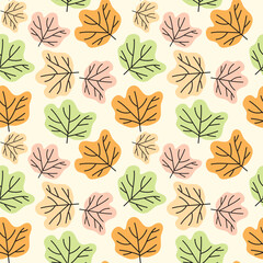 vector colorful leaves pattern design, seamless pattern of leaves