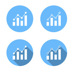 Finance diagram chart icon with long shadow. Business line graph symbol