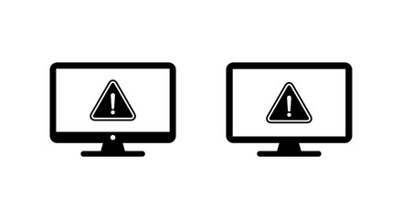 Computer error icon isolated on white background. Malware and virus alert symbol on PC screen