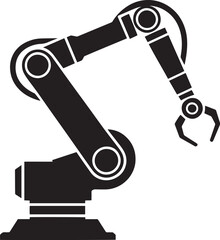 Black Silhouette Robotic Arm Mechanic Industrial Automation Technology Engineering Machine Part Component