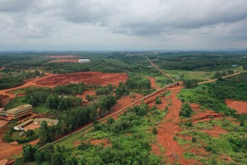 Construction site and aluminum bauxite mining plant