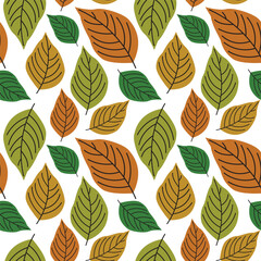 vector colorful leaves pattern design, seamless pattern of leaves