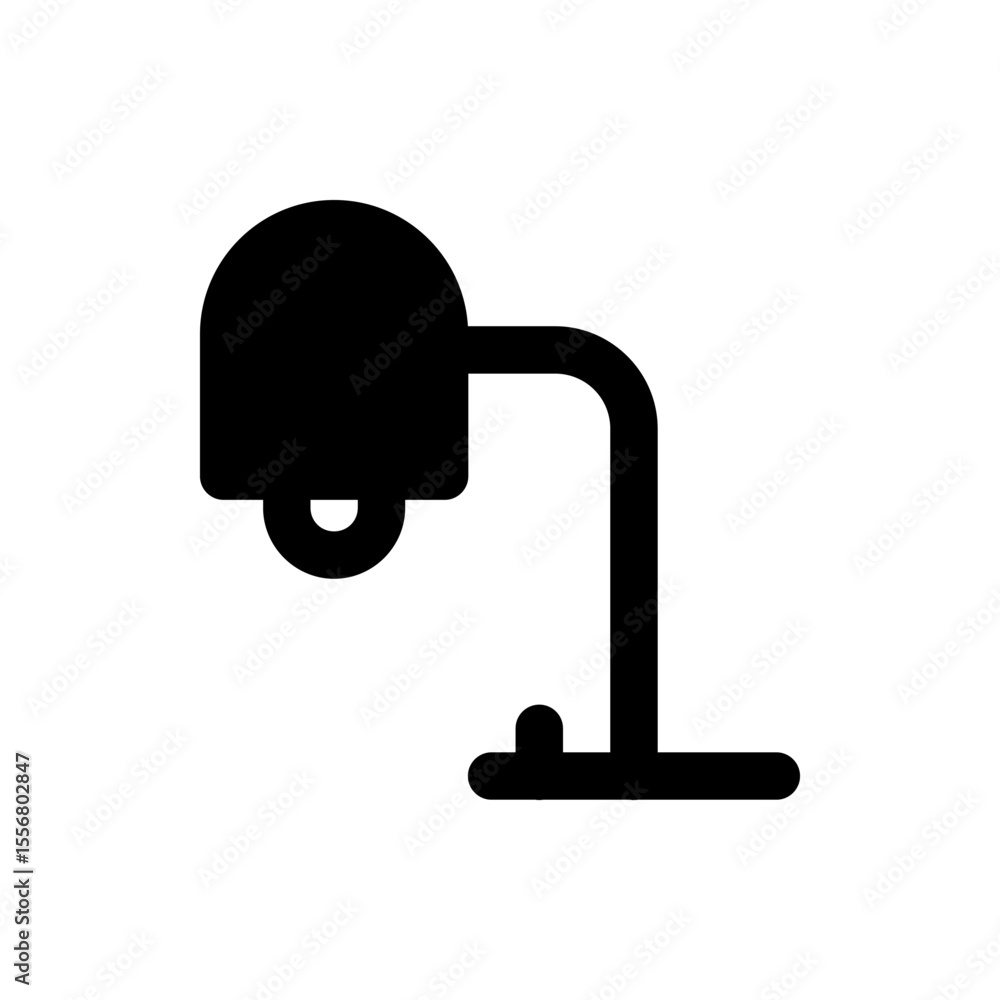 Aufkleber illustration of a black desk lamp with a rounded shade and a simple base on a white background view