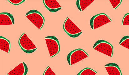 Cute watermelon fruits pattern background vector design