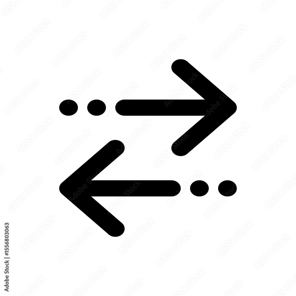 Poster black arrows pointing in opposite directions with dotted lines extending from each arrow end point
