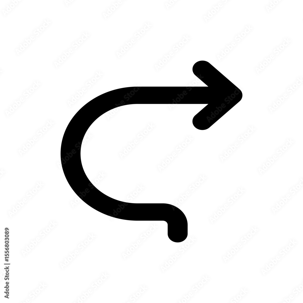 Poster a black curved arrow pointing right with a rounded end set against a plain white background image vi