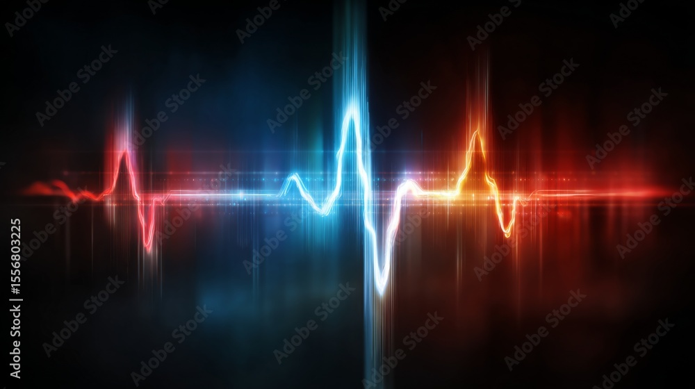 Poster A colorful heartbeat graph flowing smoothly across a digital display, representing the life force and energy of a beating heart in a captivating design