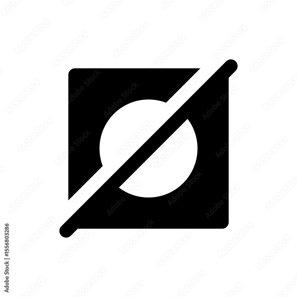 Poster a black square containing a white circle with a black diagonal line through the center of the circle