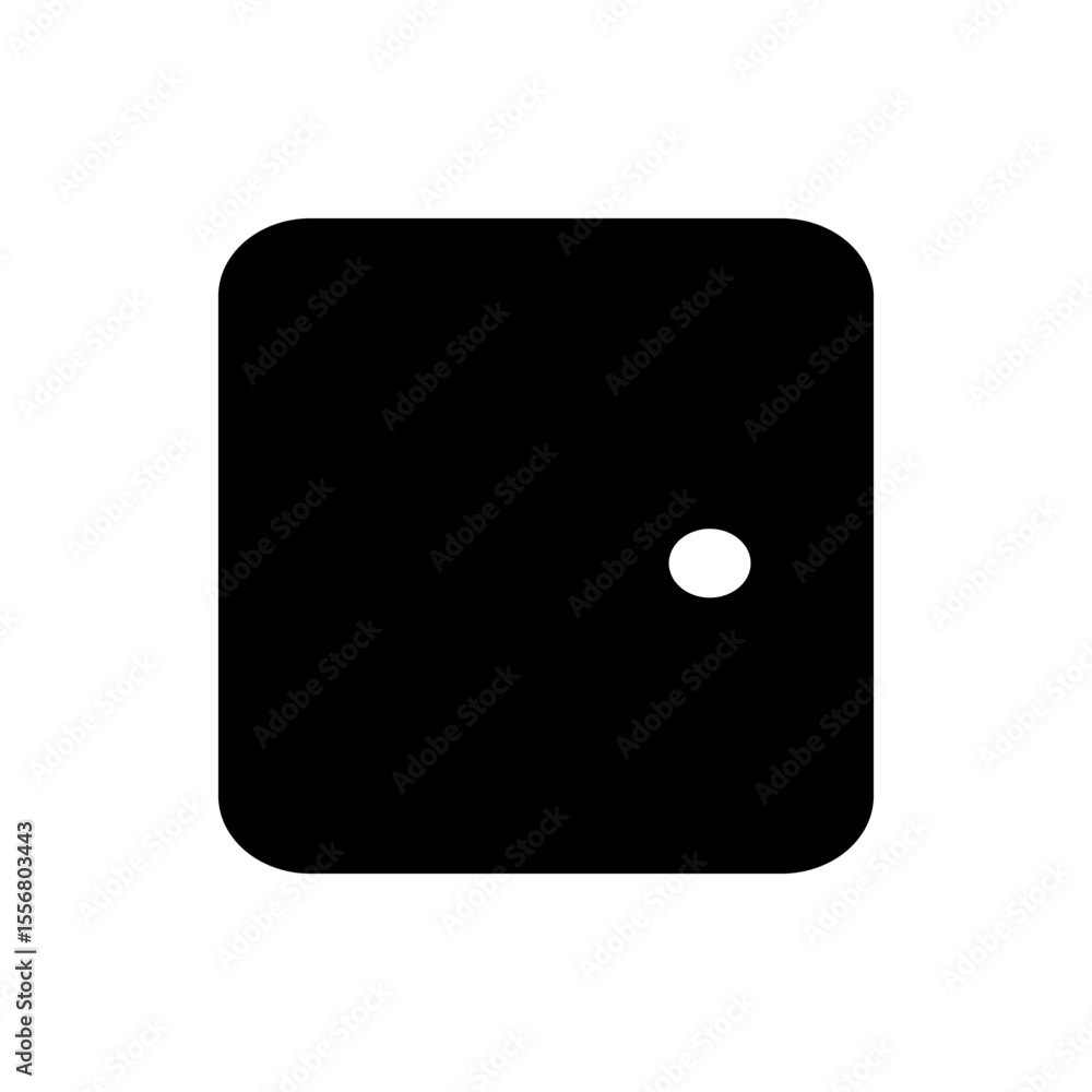 Poster black rectangle with rounded corners and a small white circle on the right side of the rectangle sha