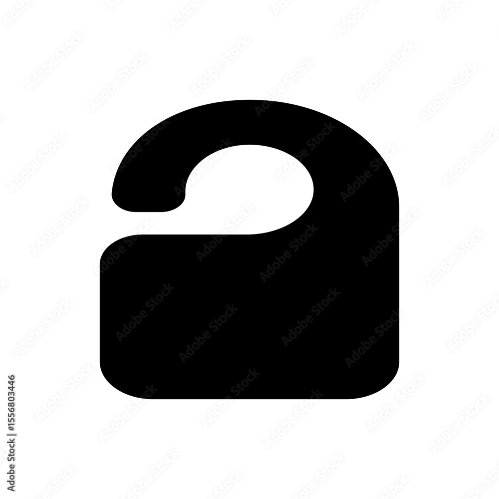 Poster a simple black door hanger with a rounded rectangular shape and a circular opening at the top is sho
