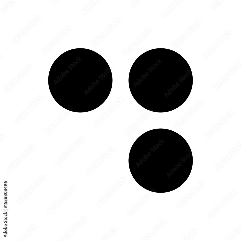Poster three black circles arranged in a triangular pattern on a white background creating a simple graphic