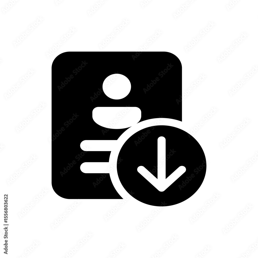 Poster black profile card with a download symbol indicating user data export and information retrieval proc