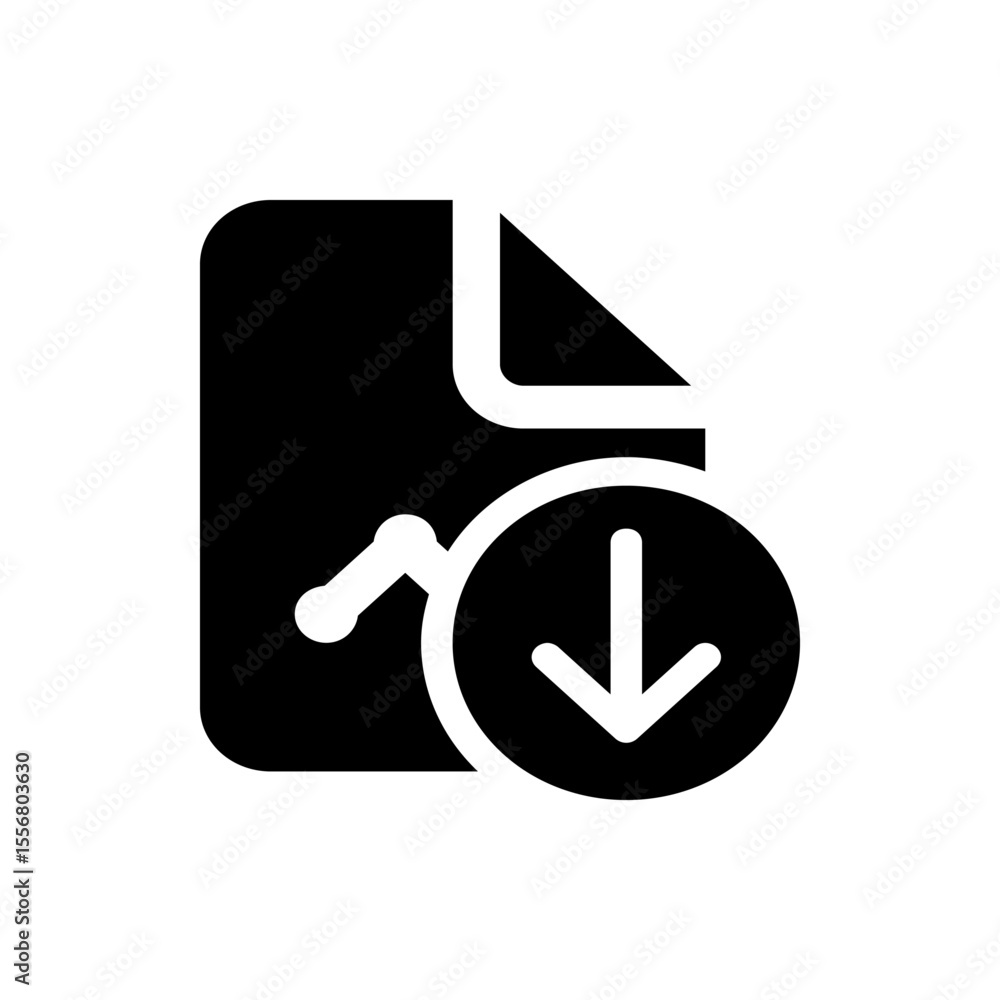 Poster download file with graph icon showing a document with a graph and a download arrow inside a circle