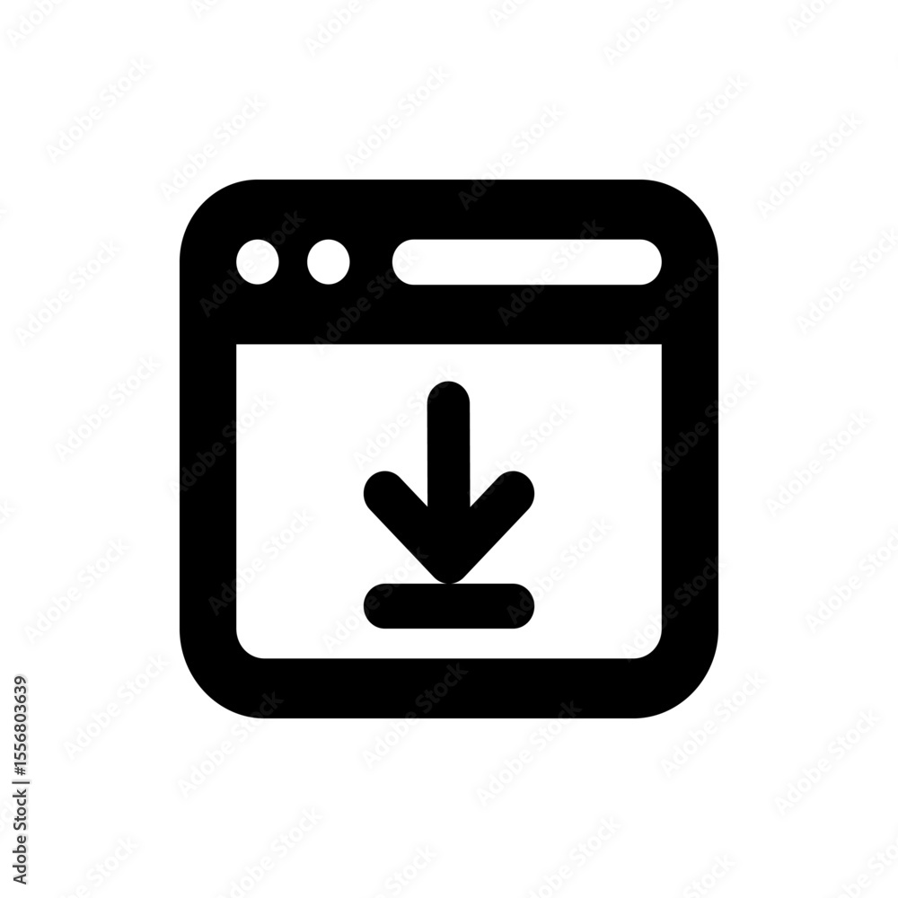 Poster download icon displayed inside a browser window with rounded corners and a simple download indicator