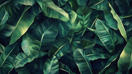 Lush Tropical Banana Leaves Texture. (34)