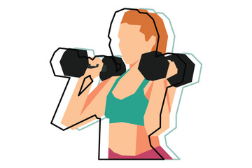 A woman is exercising using dumbbells illustration design