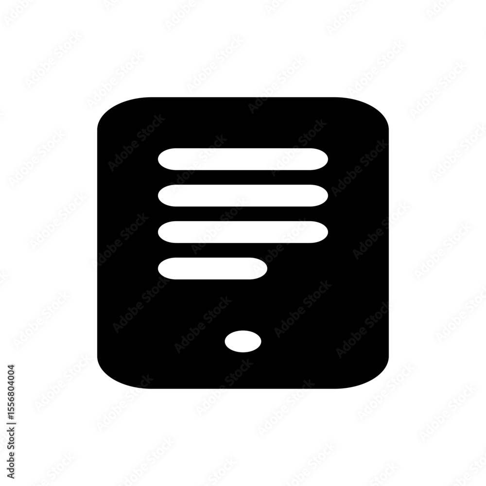 Poster ese text in white on a black rounded pentagon shape with a slight tilt and a white background view i