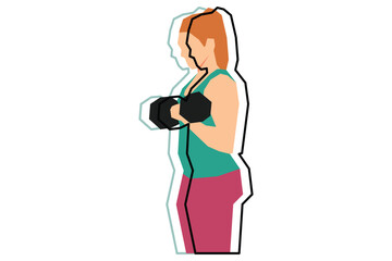A woman is exercising using dumbbells illustration design