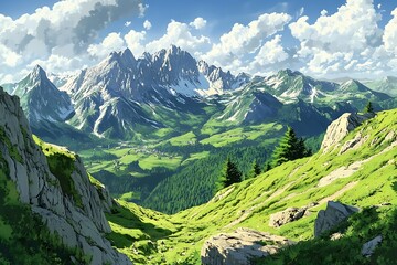 Alpine Valley Summer Landscape. (11)
