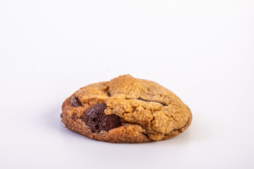 Dark Chocolate cookies isolated on white background with side view.
