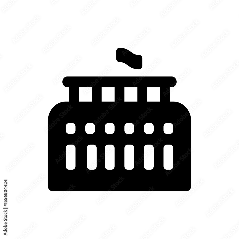 Poster at symbol in bold black outline against a white background providing a clear and simple design eleme