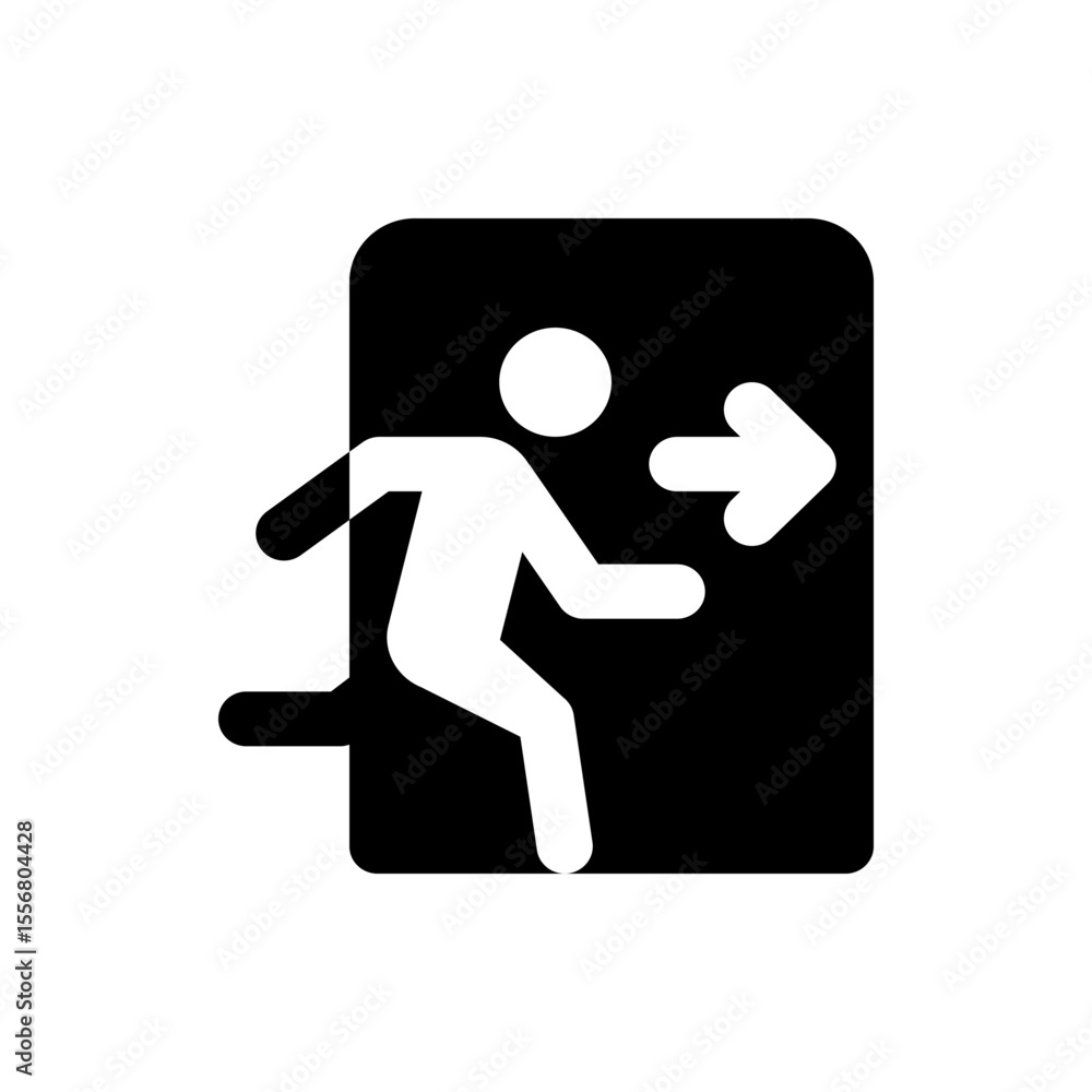 Poster black and white illustration of a square with rounded corners and an arrow pointing up and to the ri