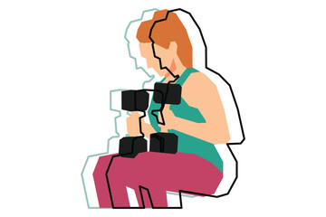A woman is exercising using dumbbells illustration design