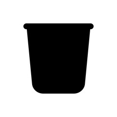 A solid black silhouette of a container with rounded bottom and top edges on a white background image